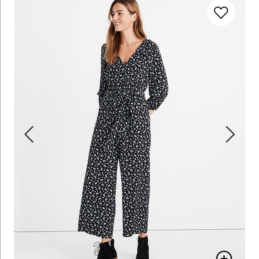 Madewell Navy Floral Jumpsuit